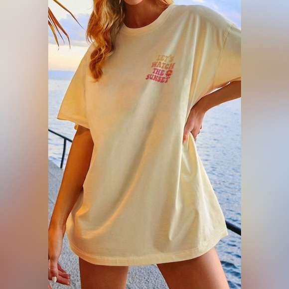 LET'S WATCH THE SUNSET Round Neck T-Shirt - Picture 2 of 5